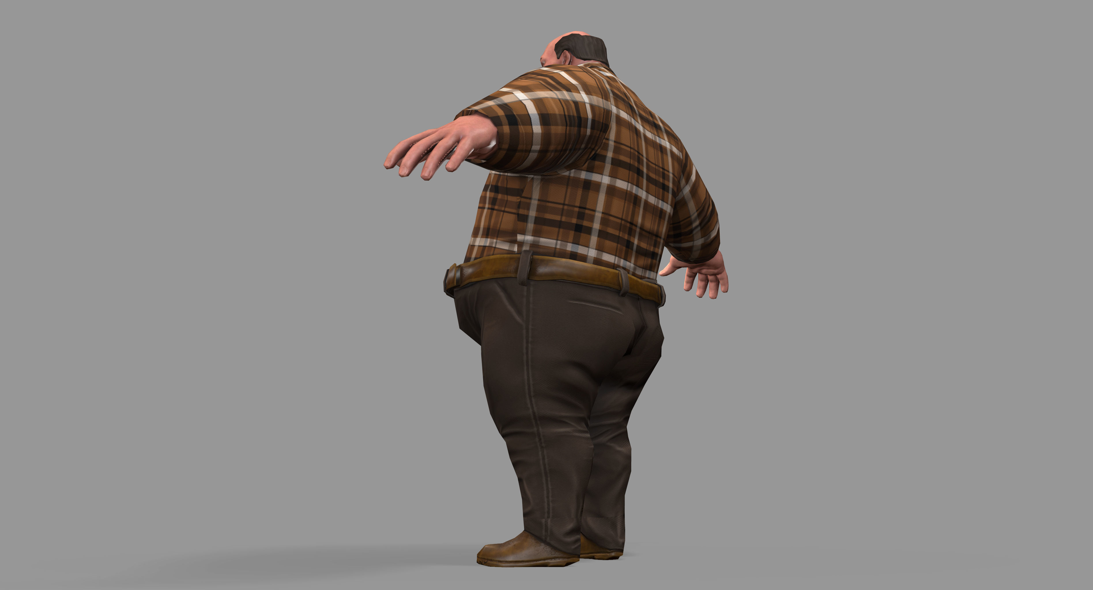 Fat Man Low-poly 3D model_22