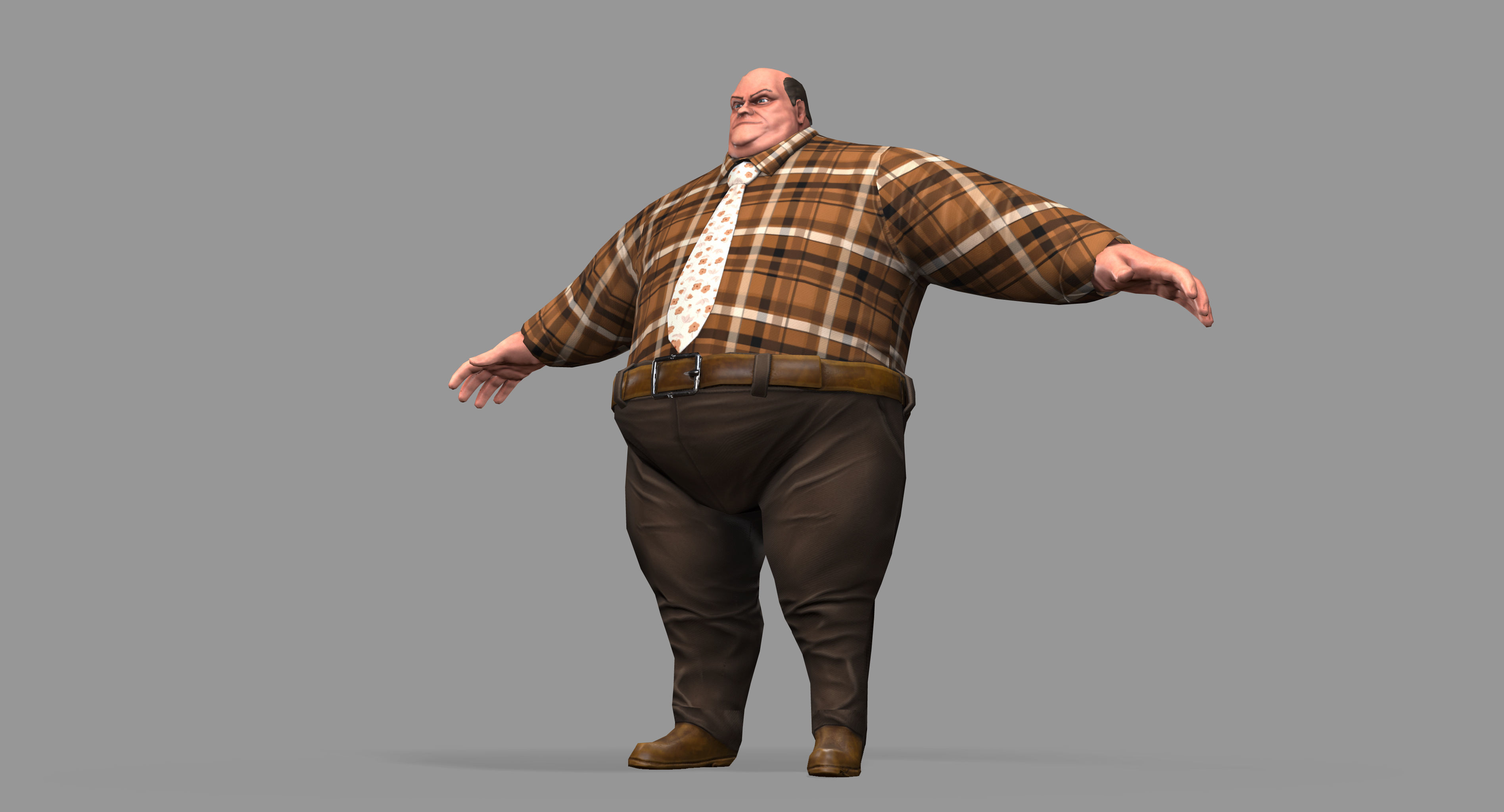 Fat Man Low-poly 3D model_23
