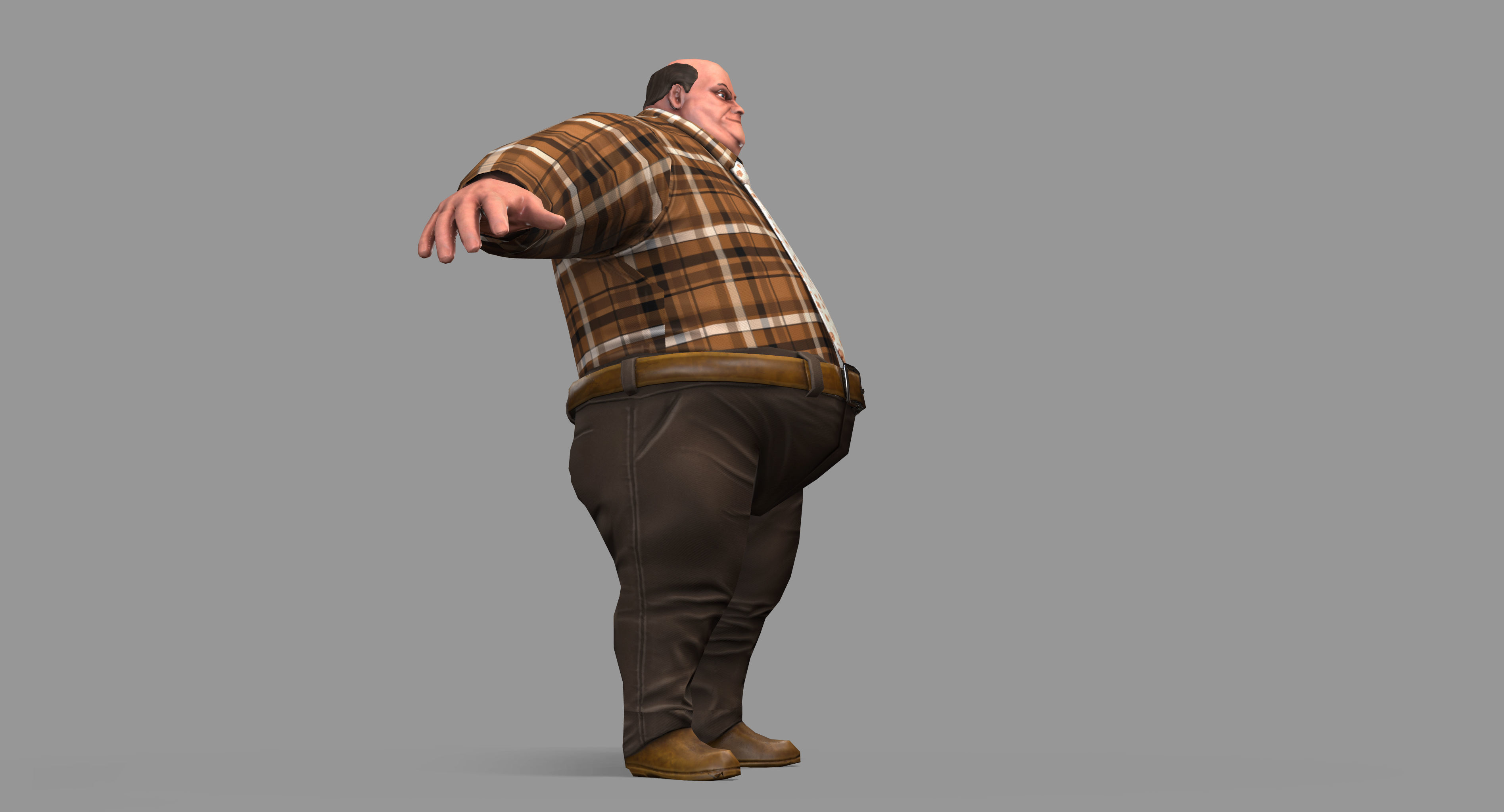 Fat Man Low-poly 3D model_19