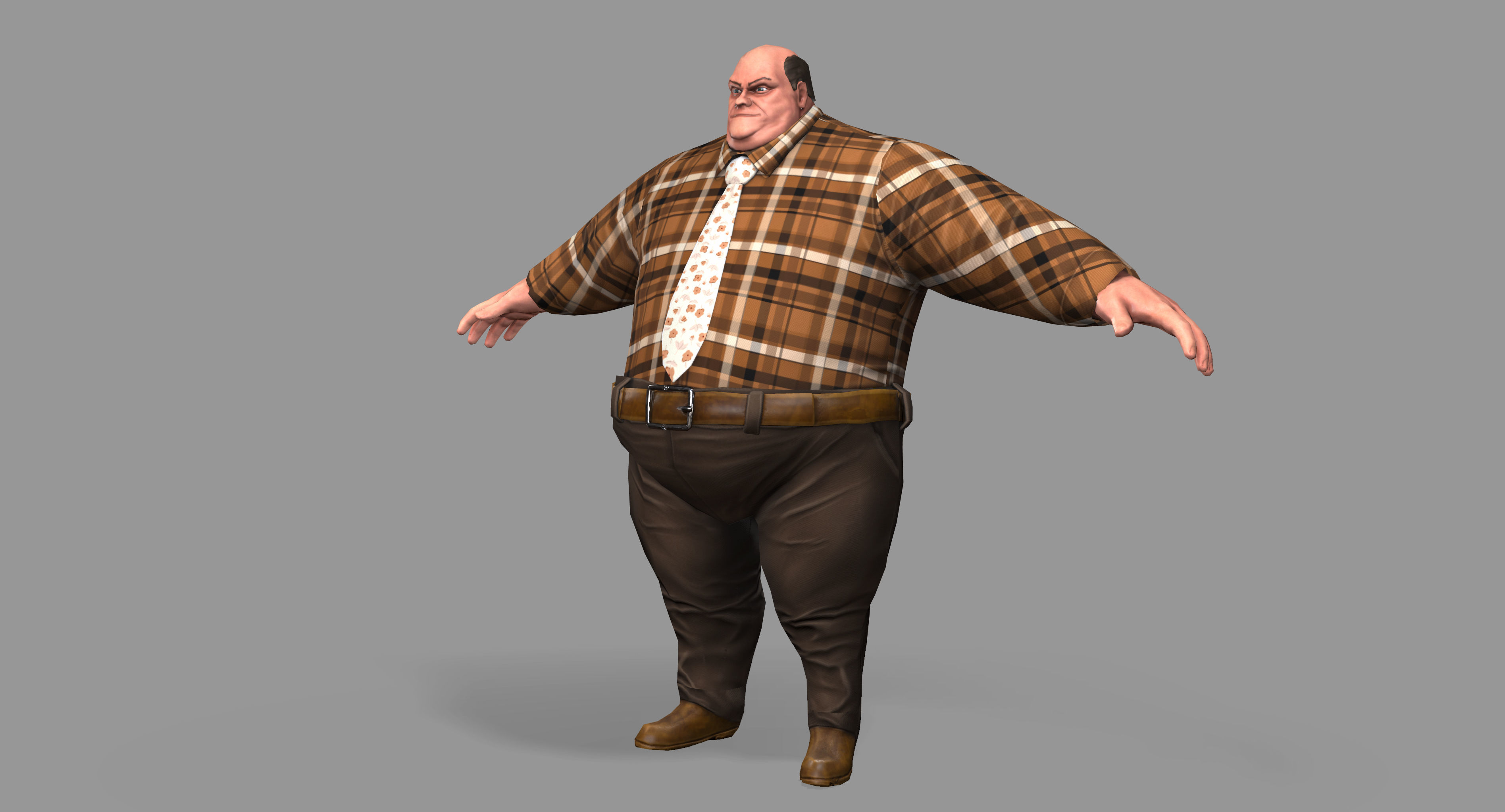Fat Man Low-poly 3D model_8