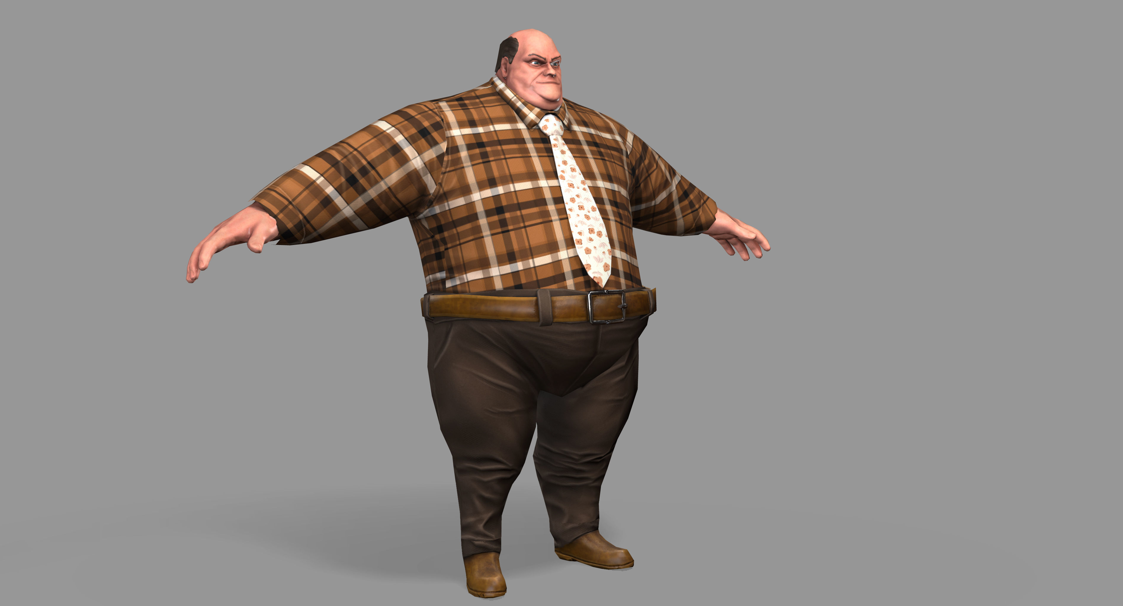 Fat Man Low-poly 3D model_2