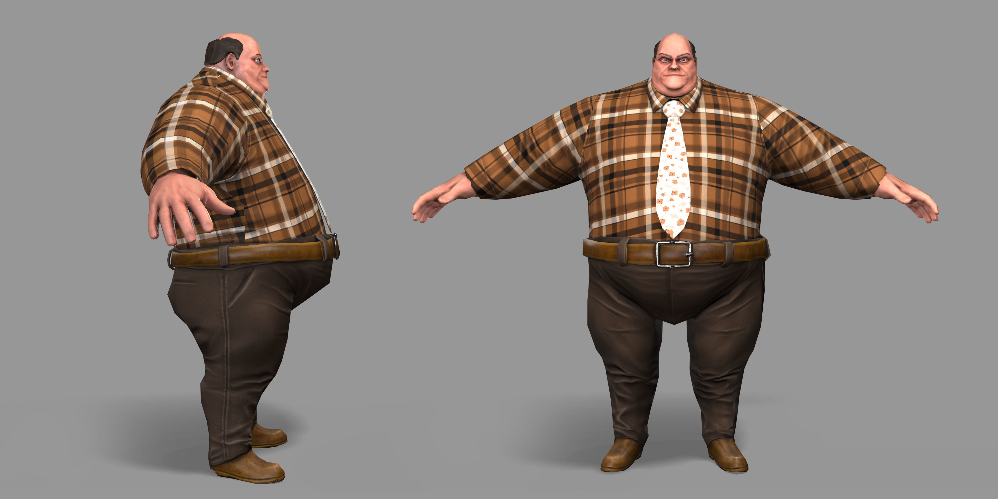 Fat Man Low-poly 3D model_28
