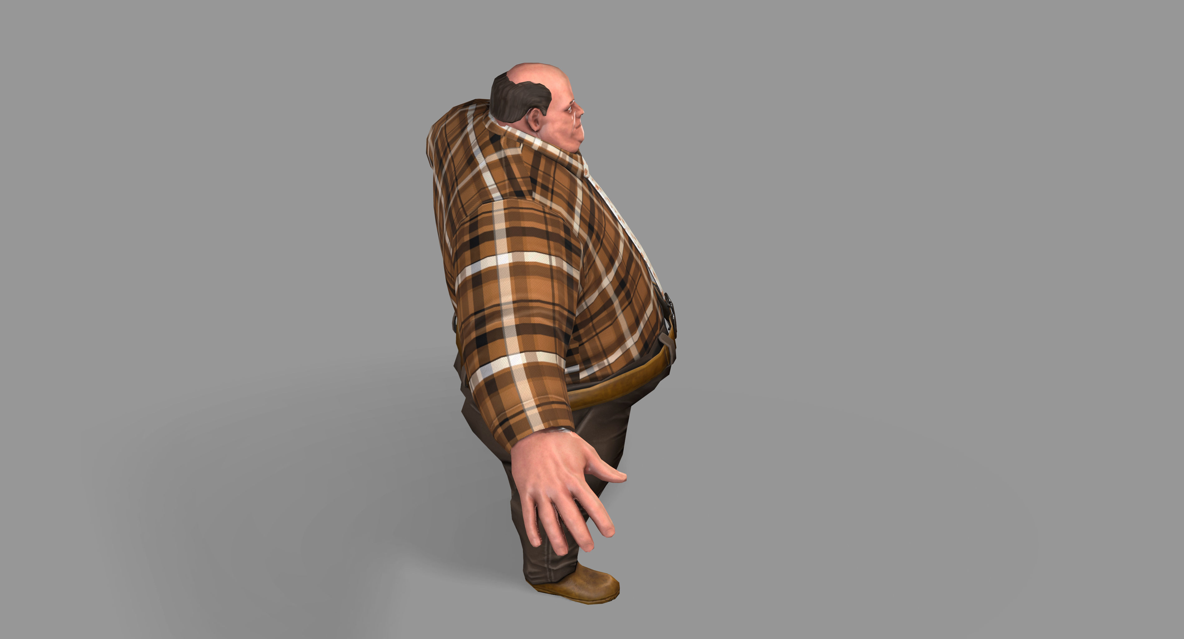 Fat Man Low-poly 3D model_11