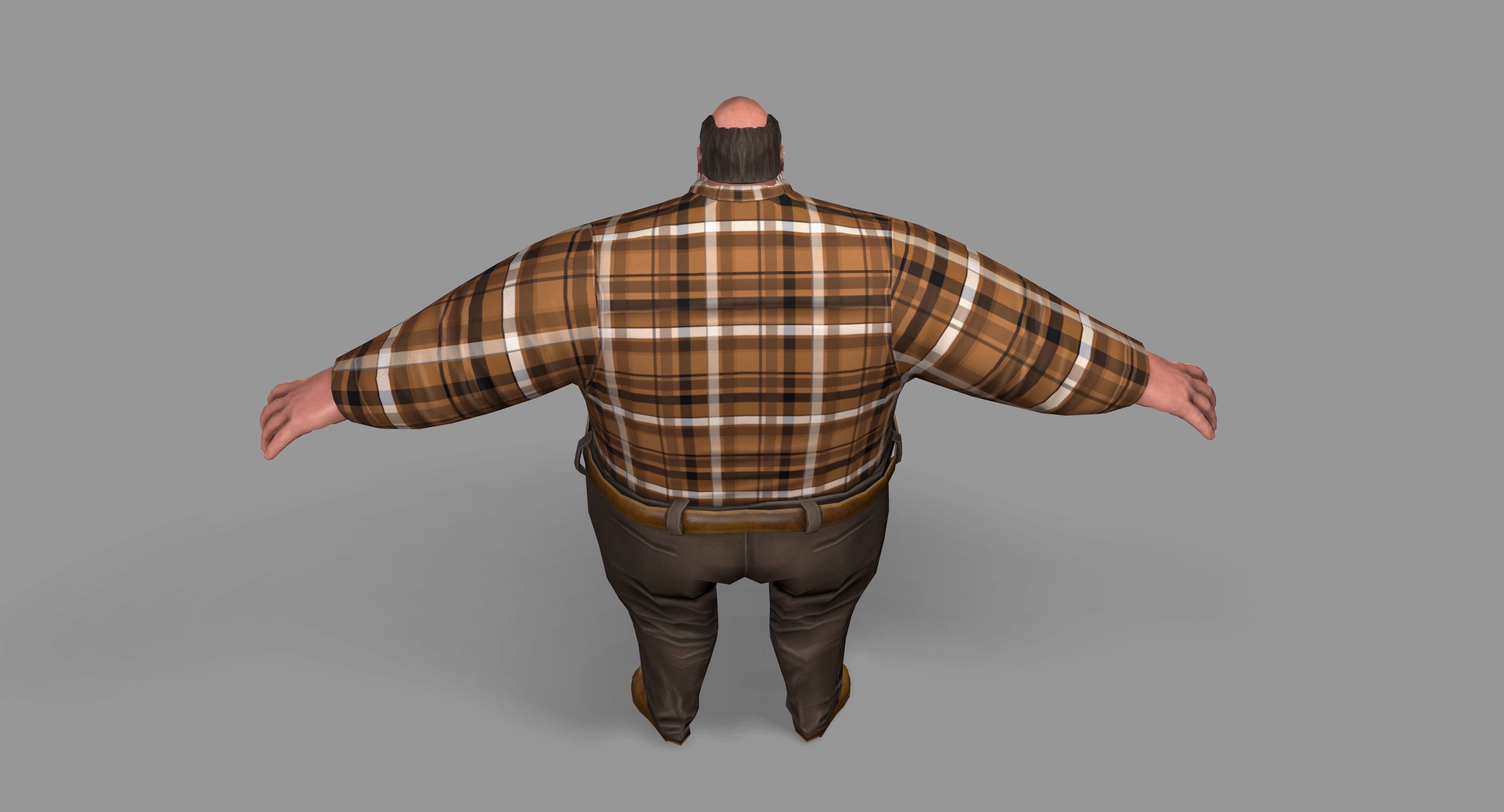 Fat Man Low-poly 3D model_14
