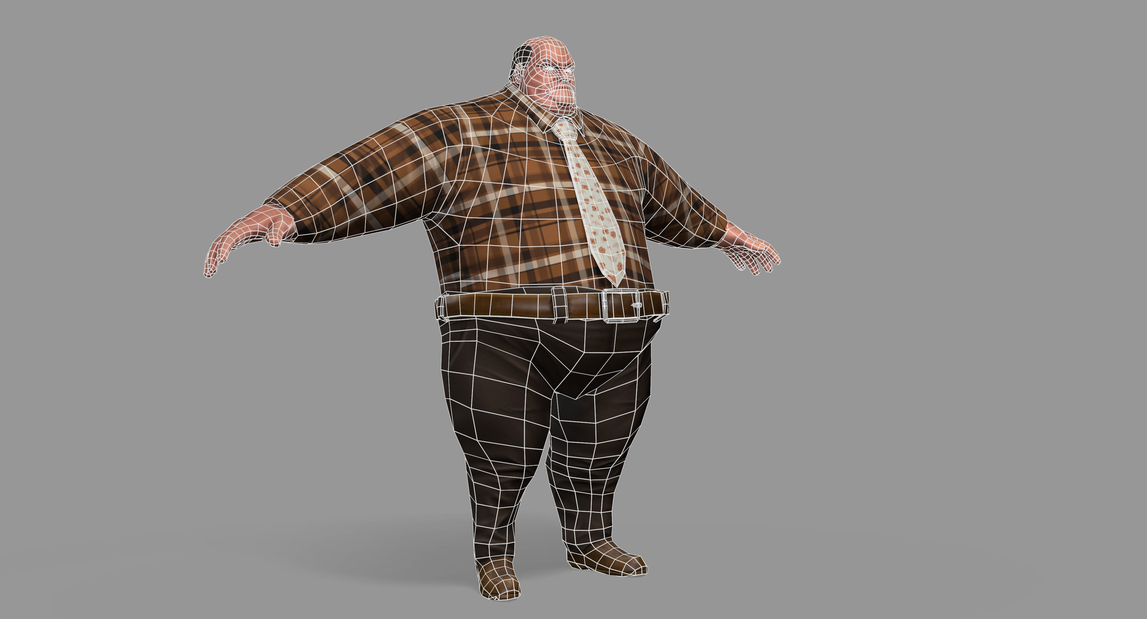 Fat Man Low-poly 3D model_27