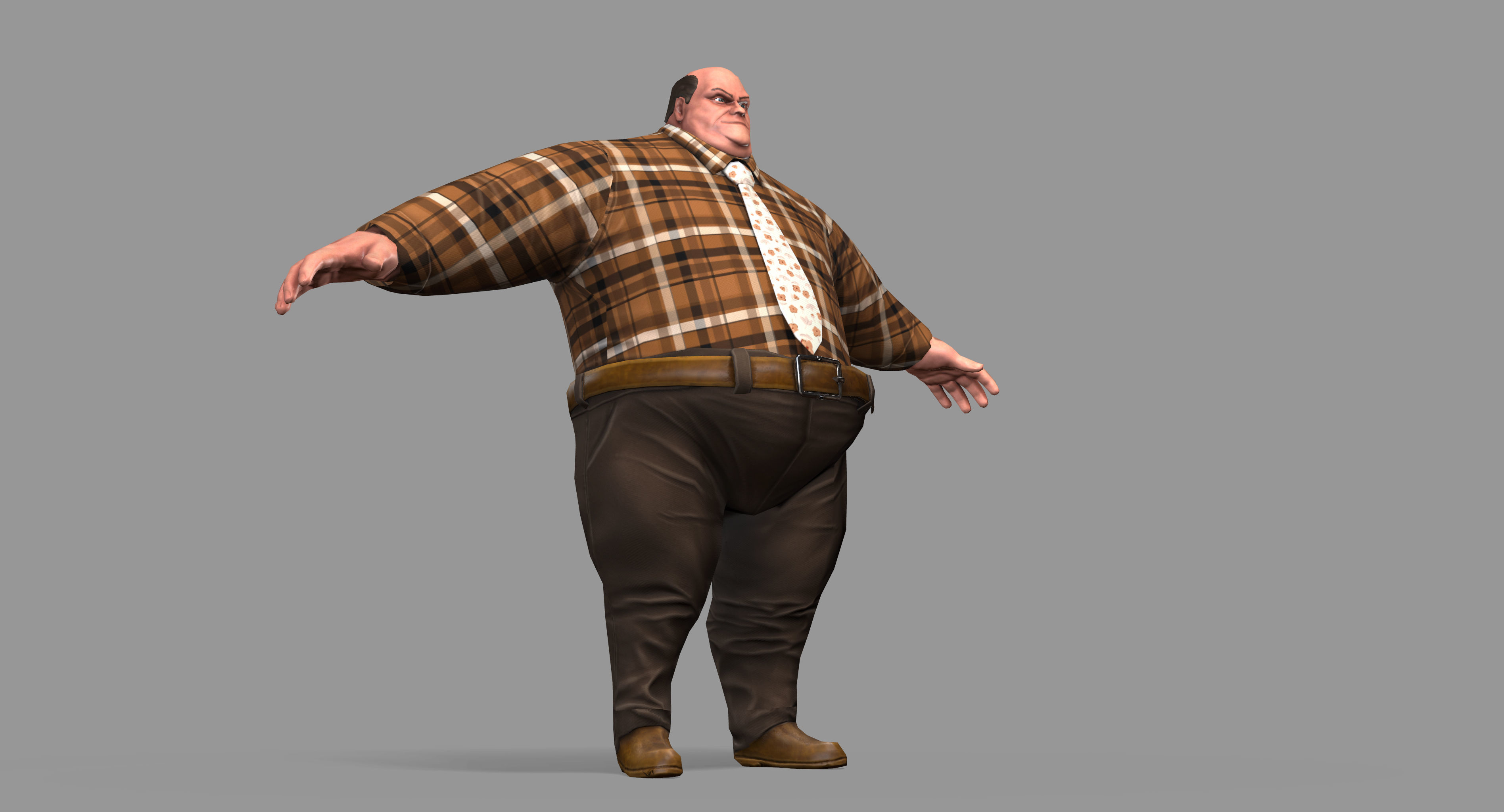Fat Man Low-poly 3D model_15