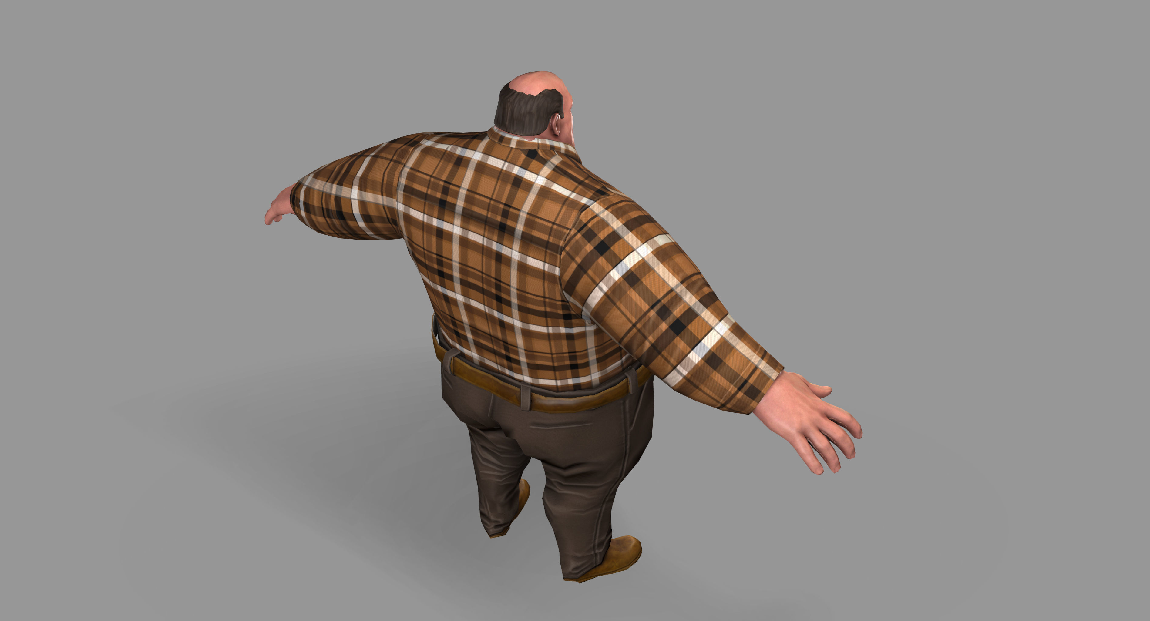 Fat Man Low-poly 3D model_12