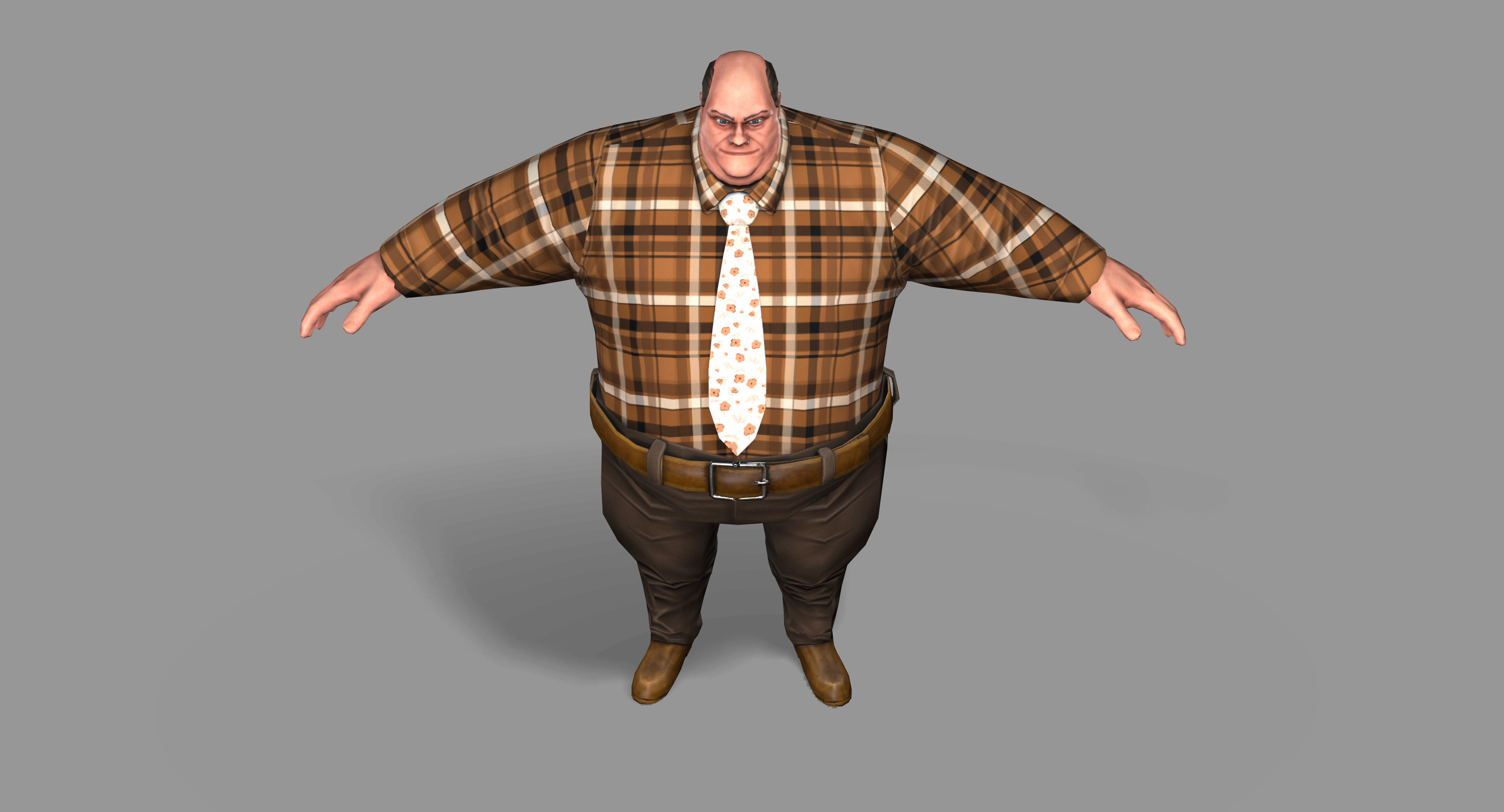 Fat Man Low-poly 3D model_16
