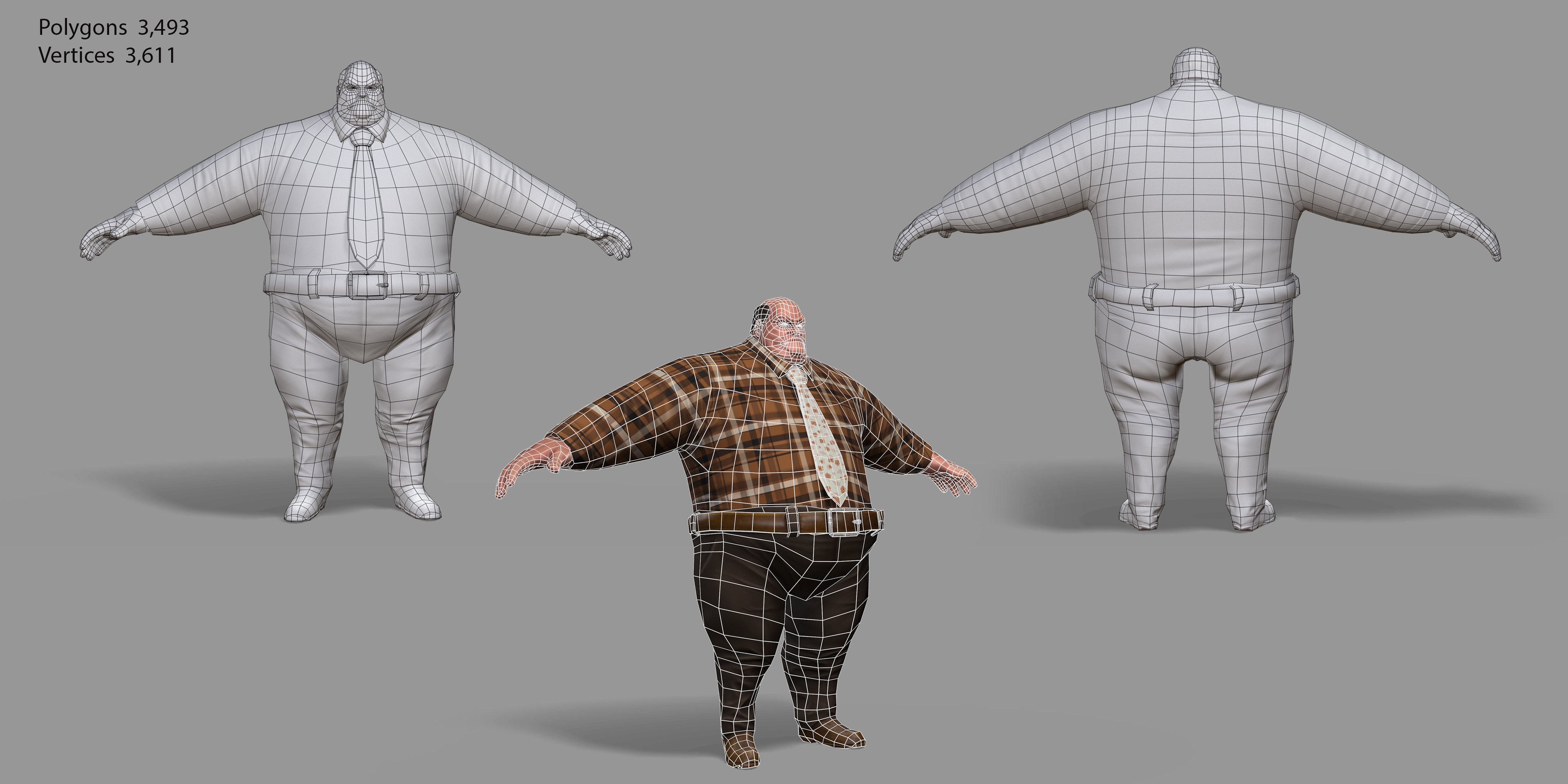 Fat Man Low-poly 3D model_24
