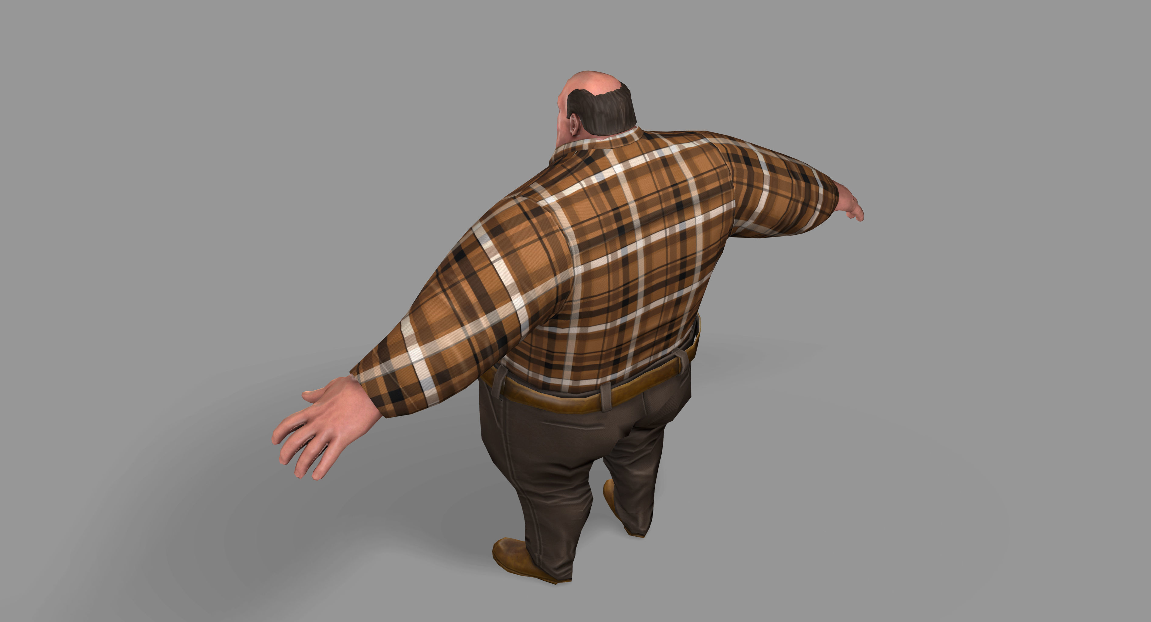 Fat Man Low-poly 3D model_13