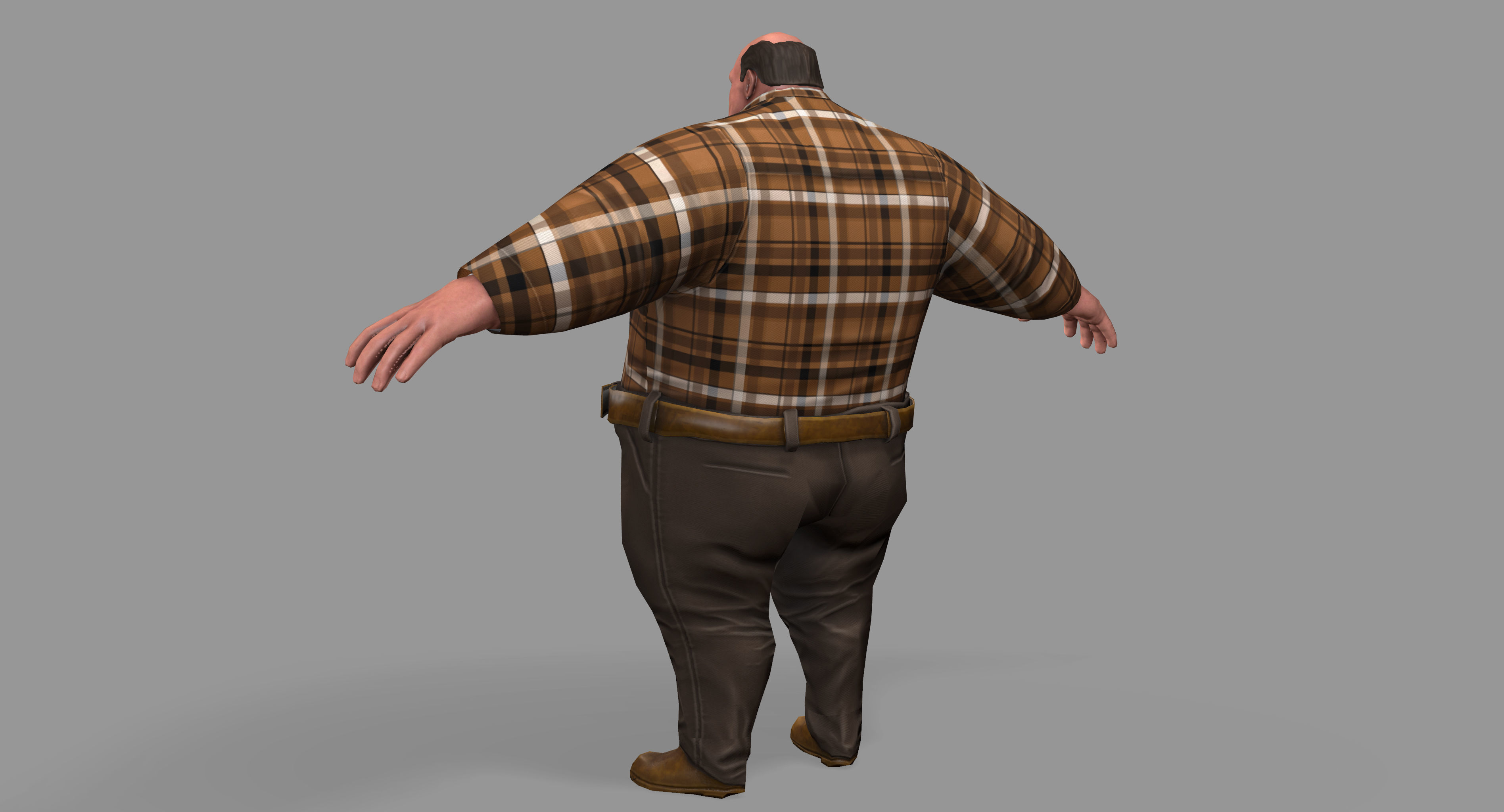 Fat Man Low-poly 3D model_6