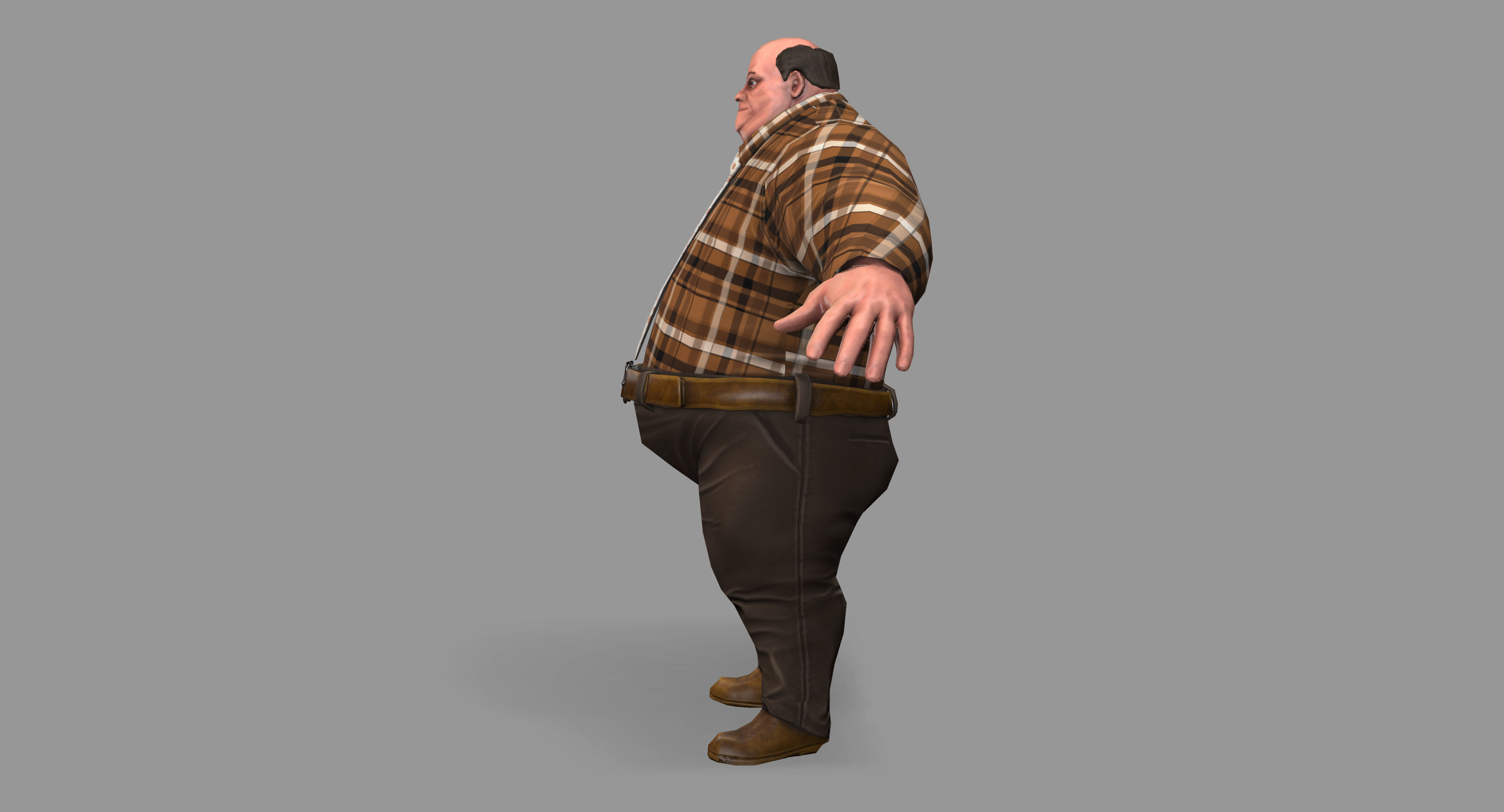 Fat Man Low-poly 3D model_7