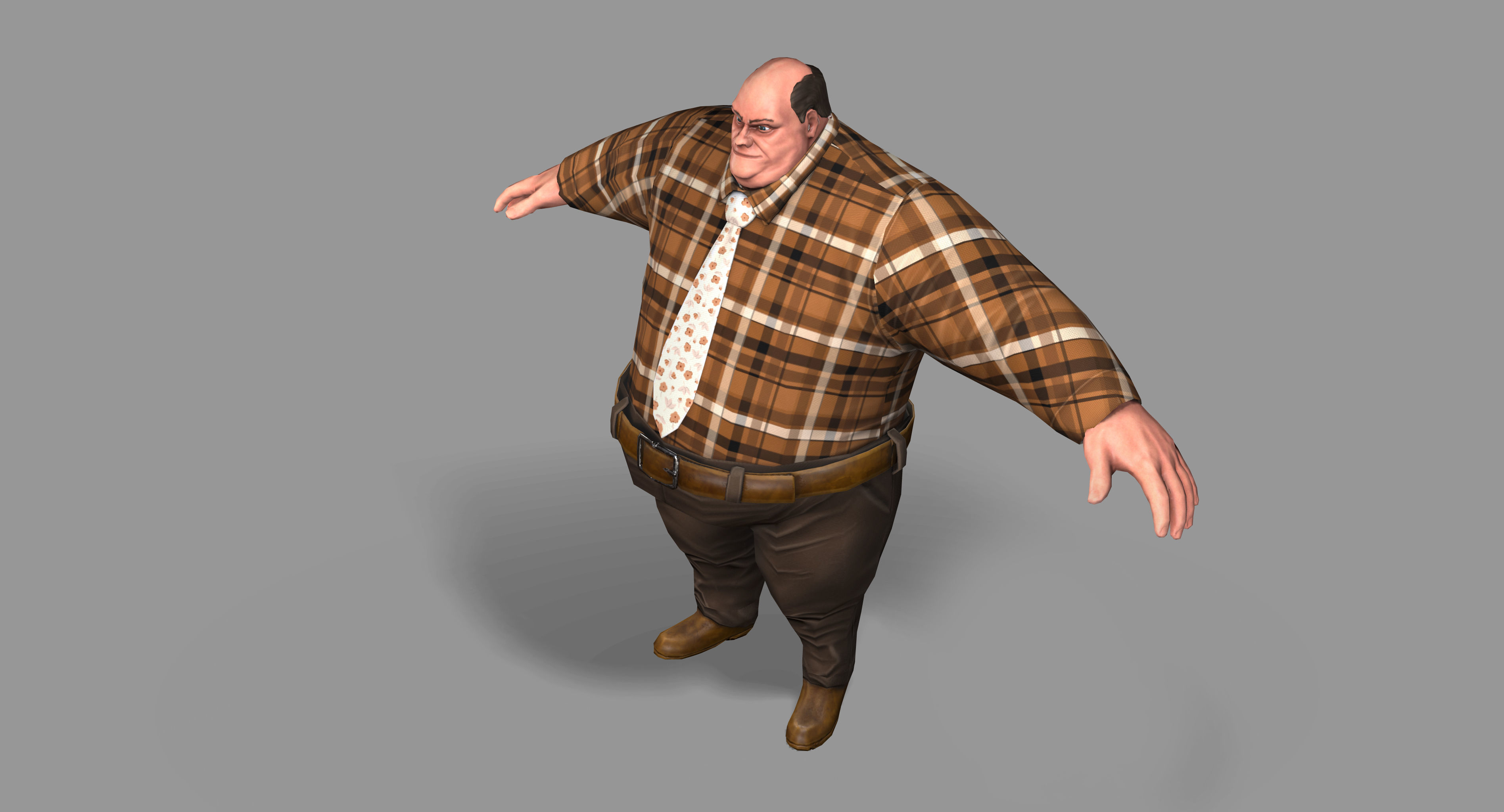 Fat Man Low-poly 3D model_17