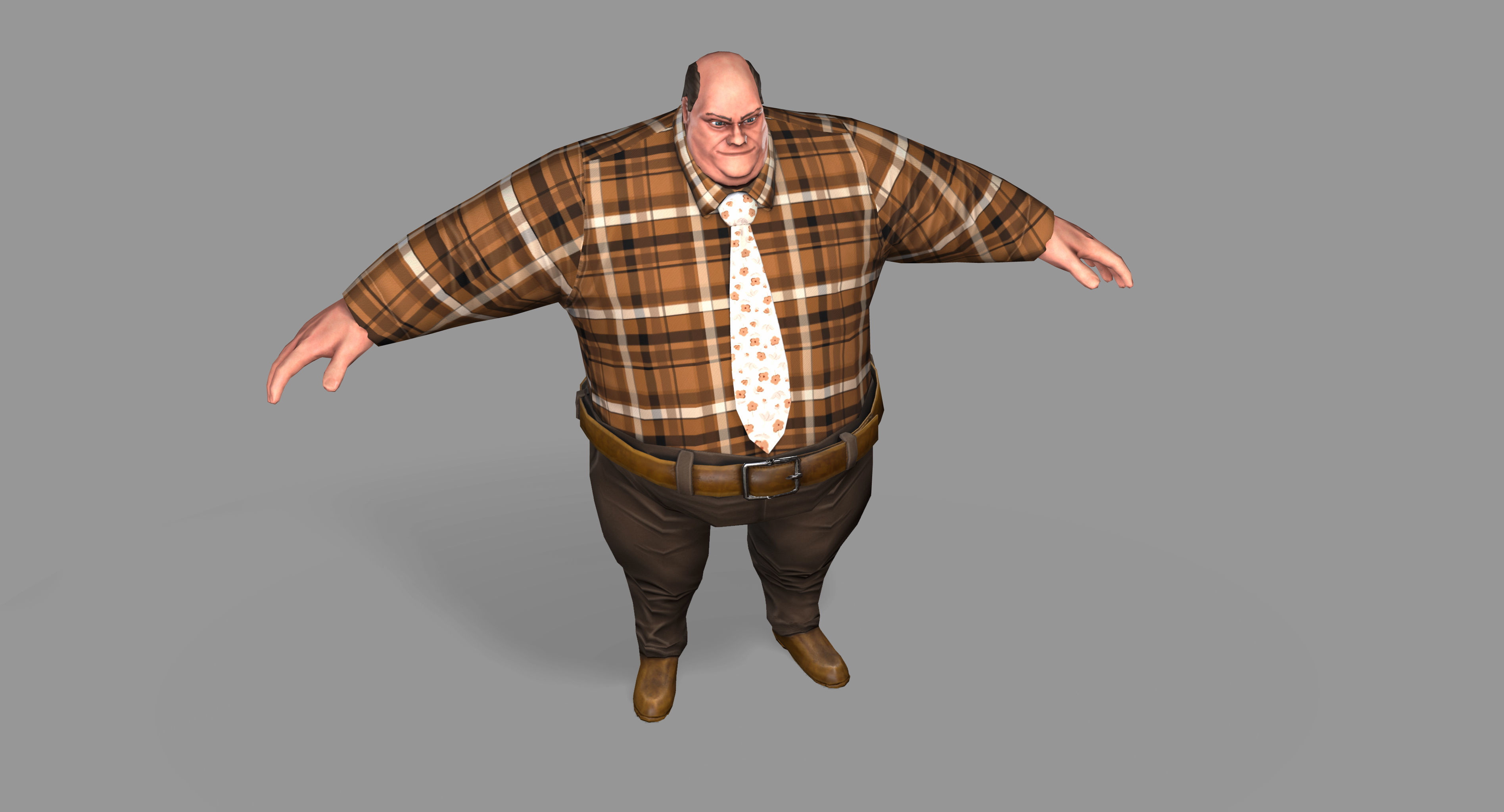 Fat Man Low-poly 3D model_9
