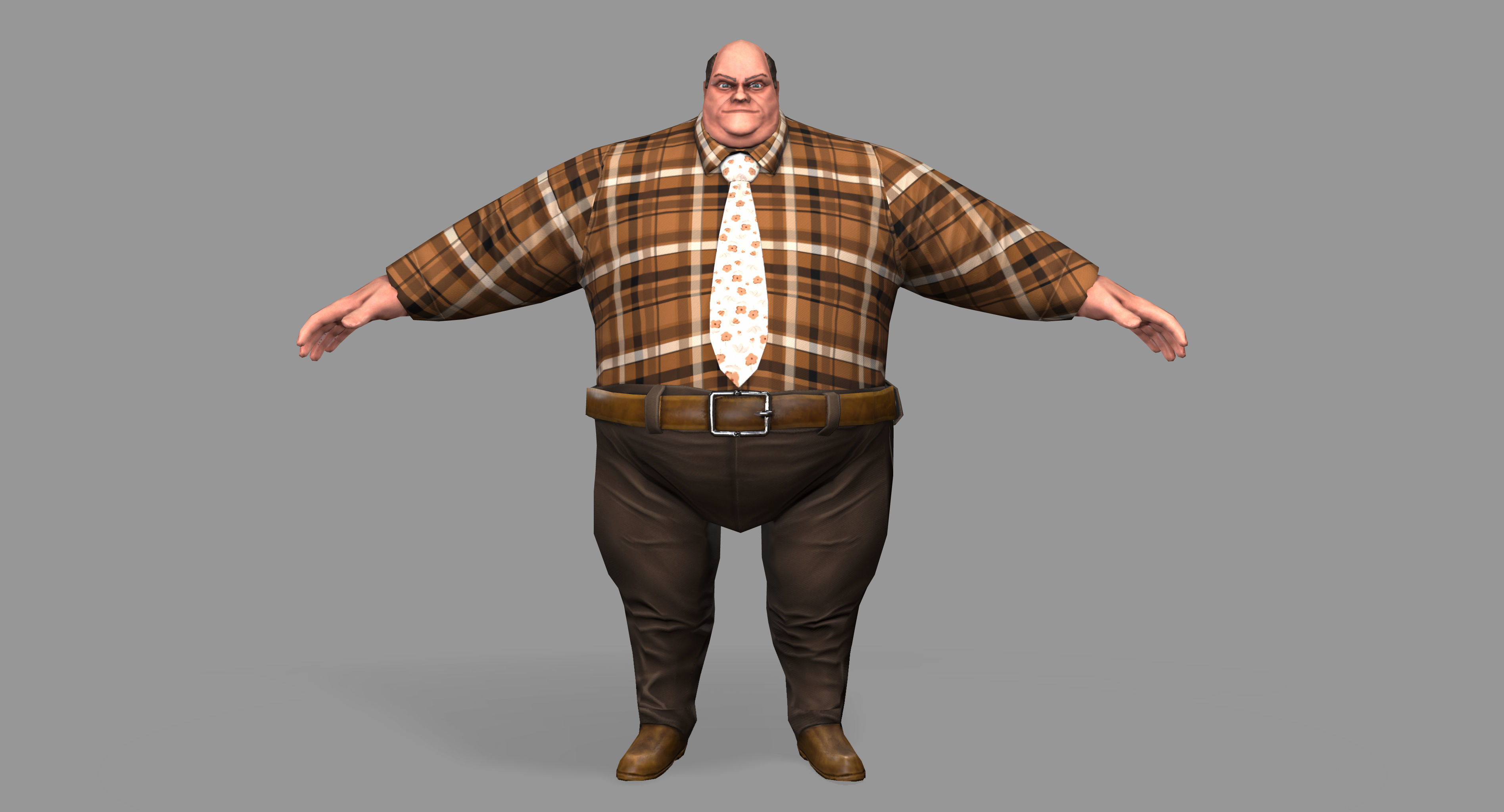 Fat Man Low-poly 3D model_1