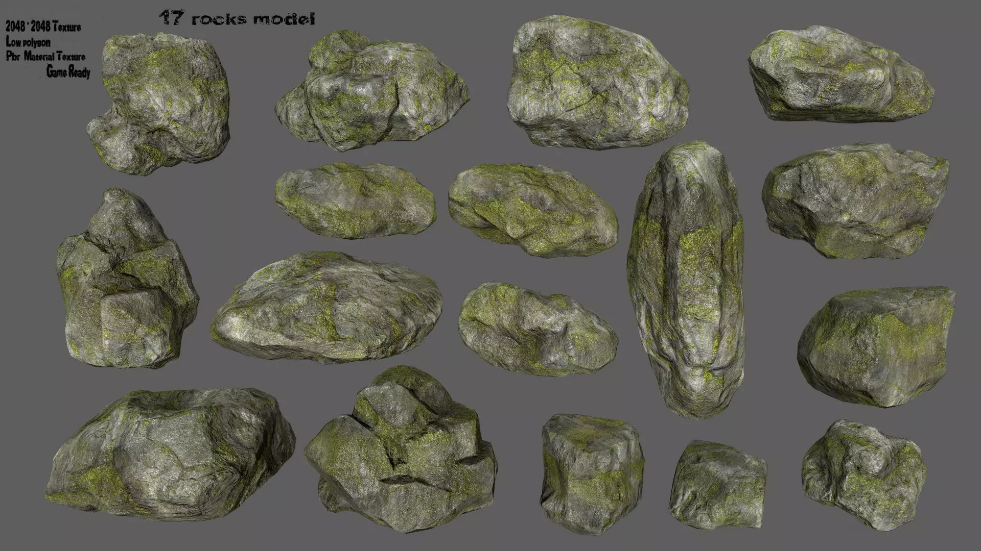 rocks set in shapes and sizes Low-poly 3D model_0