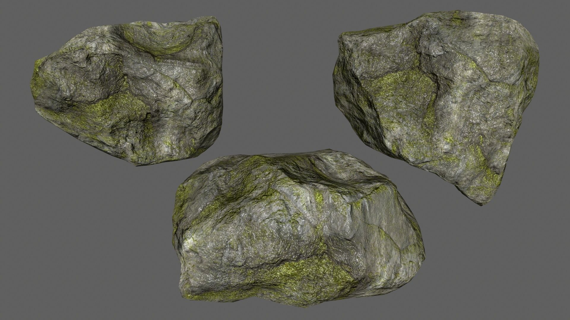 rocks set in shapes and sizes Low-poly 3D model_2