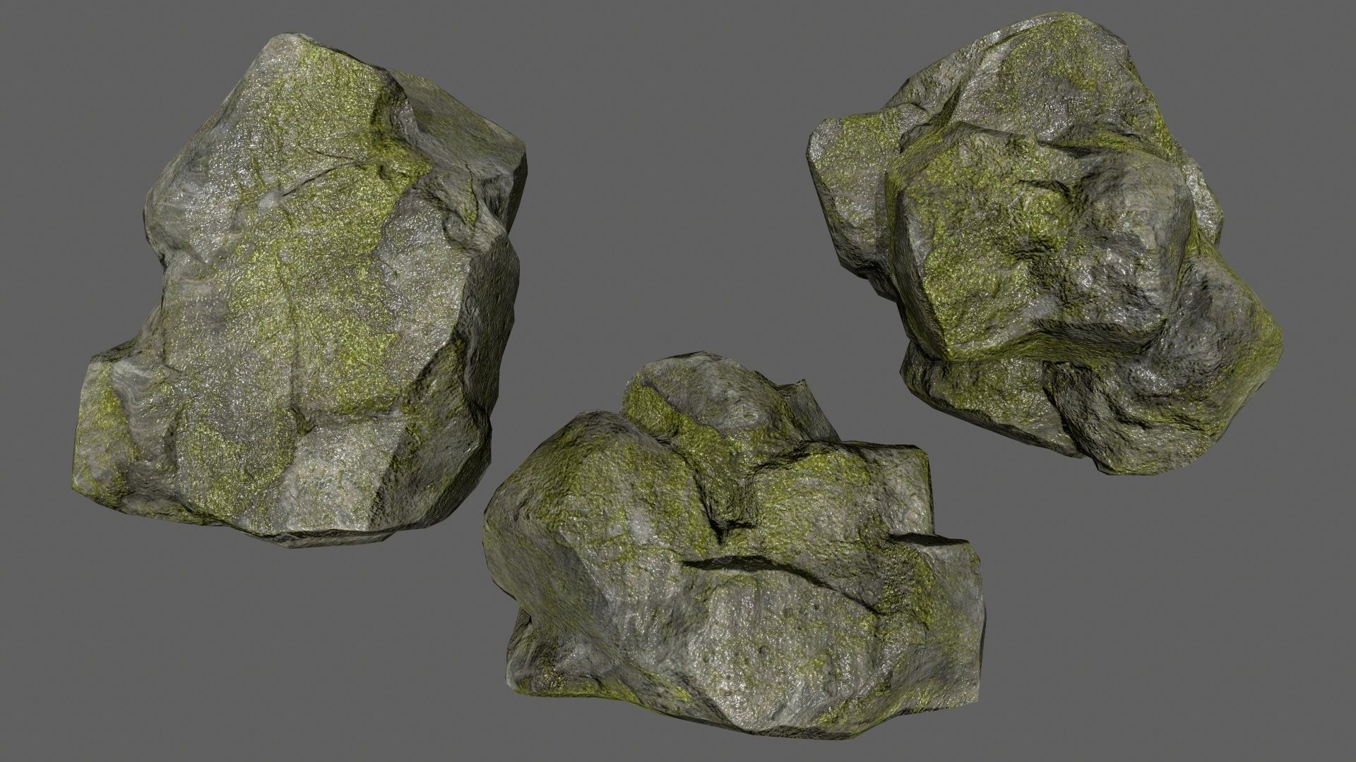 rocks set in shapes and sizes Low-poly 3D model_5