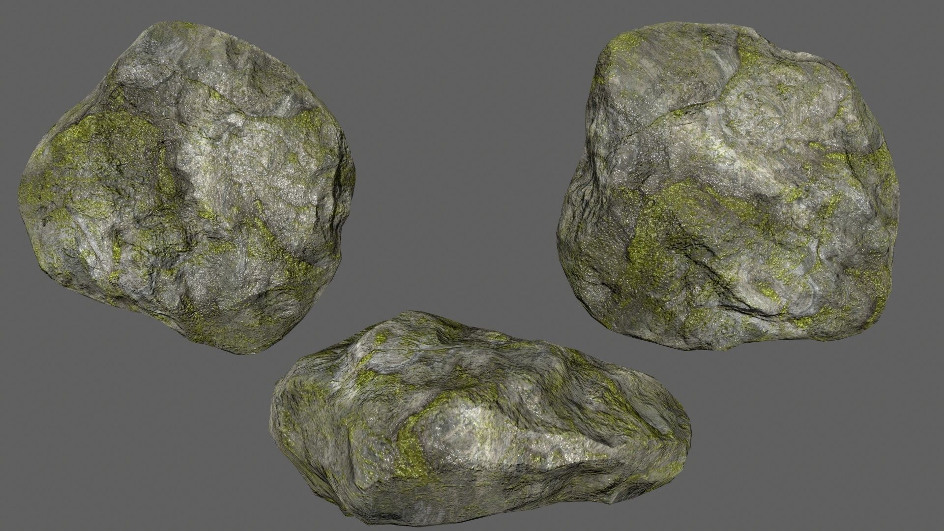 rocks set in shapes and sizes Low-poly 3D model_12