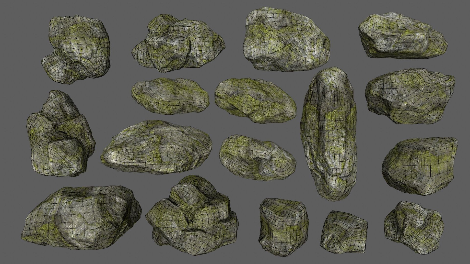 rocks set in shapes and sizes Low-poly 3D model_18