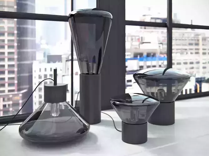 Muffins four different colored lamps 3D model Muffins four different colored lamps 3D model