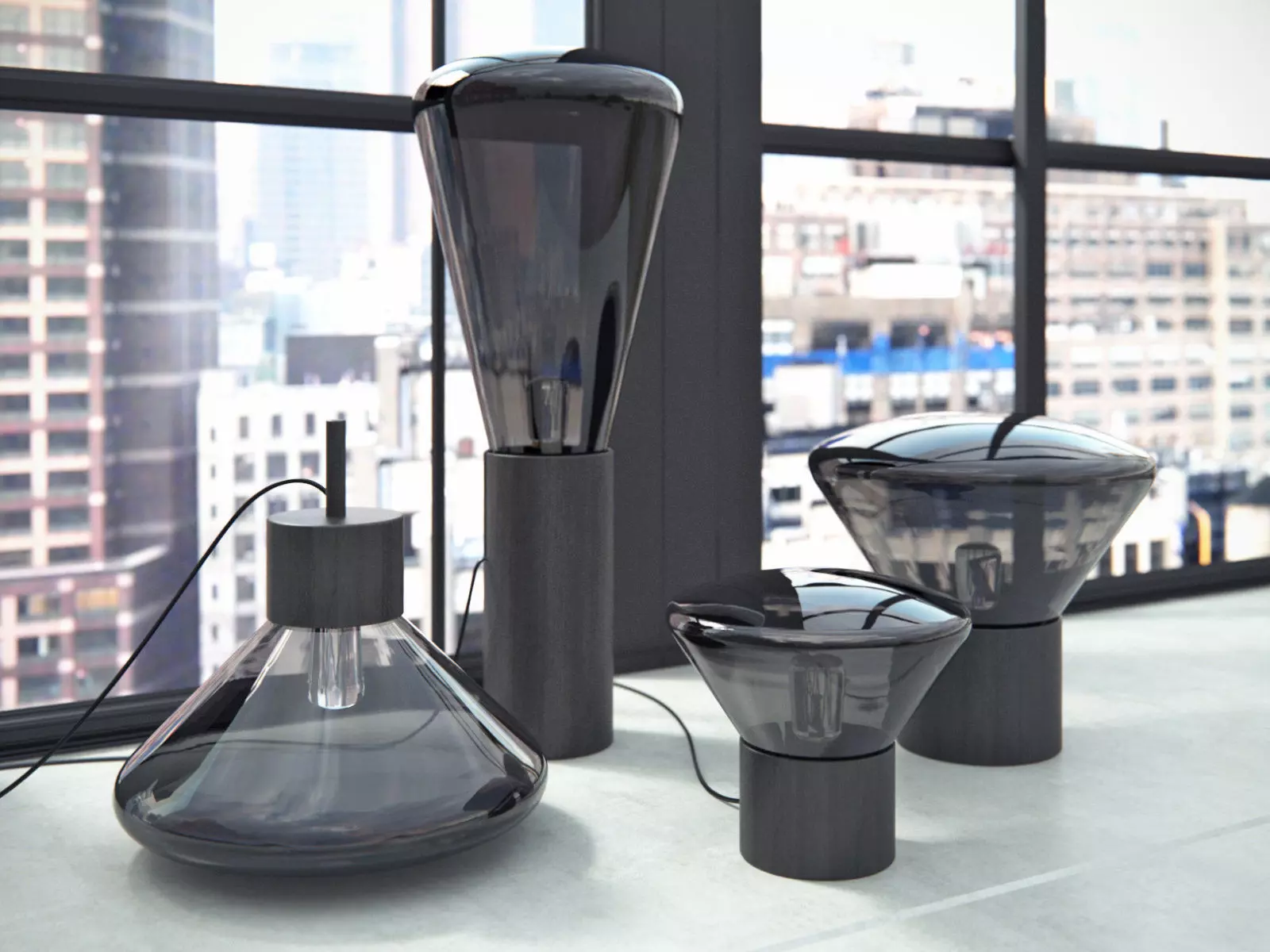 Muffins four different colored lamps 3D model_0