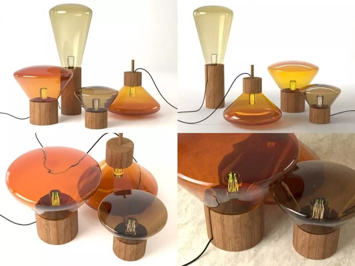 Muffins four different colored lamps 3D model_1
