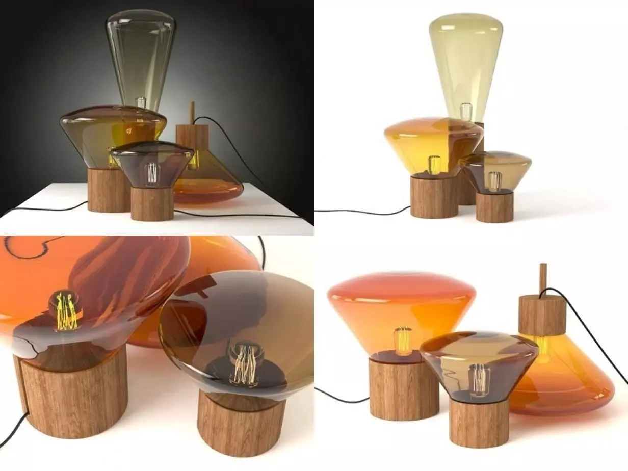 Muffins four different colored lamps 3D model_2