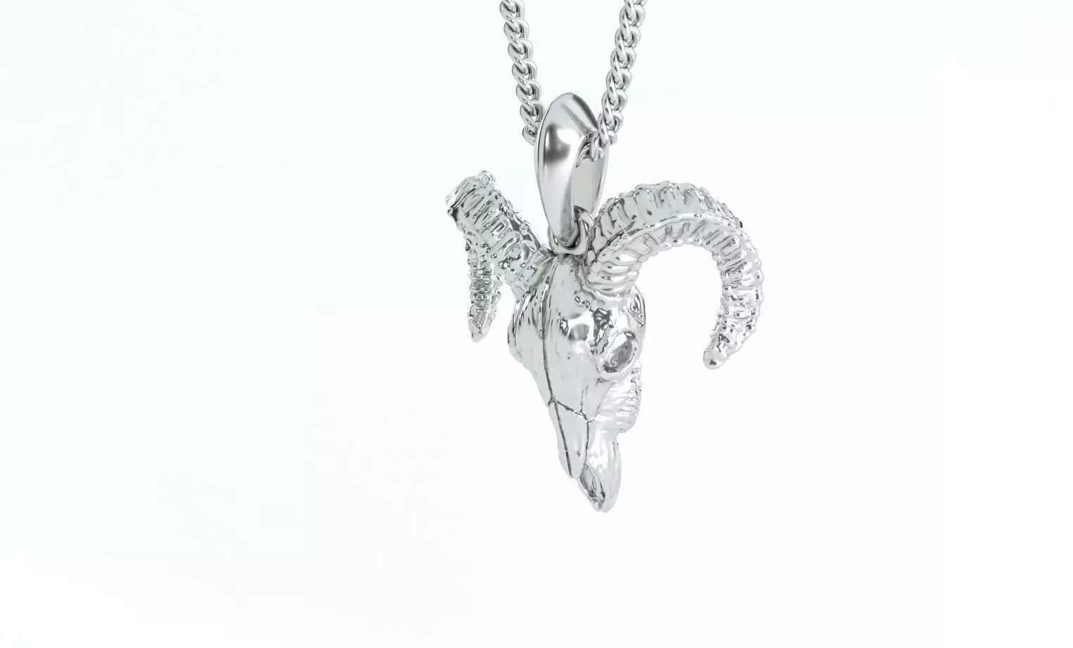 goat skull silver pendant 3D print model_0