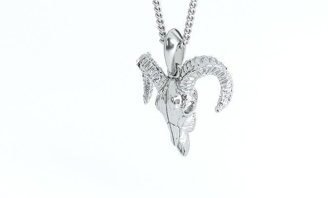 goat  skull silver pendant 3D print model