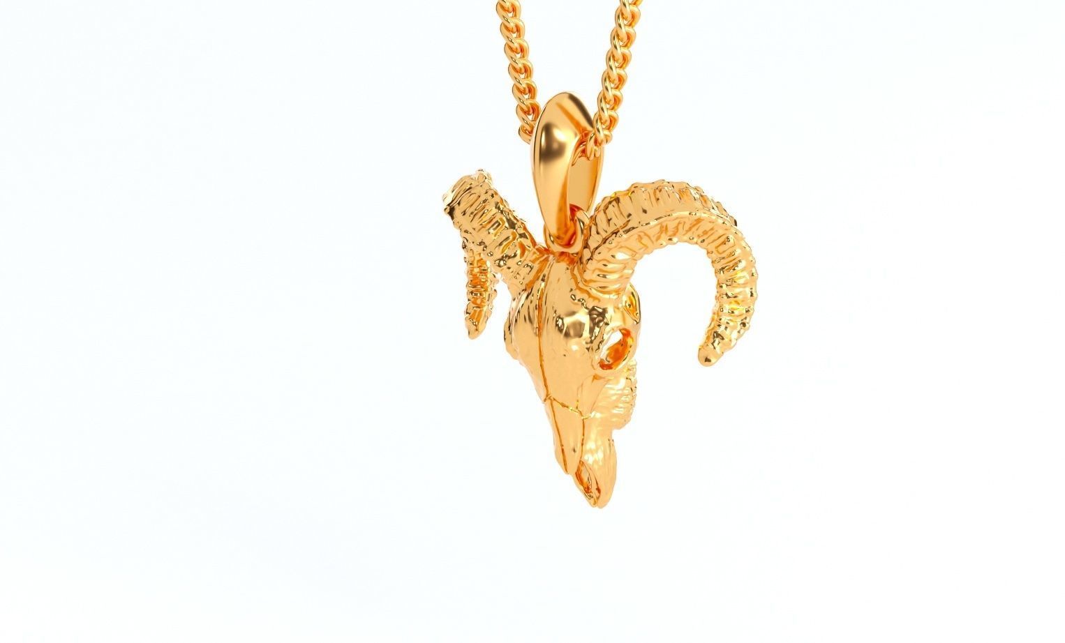 goat skull silver pendant 3D print model_4