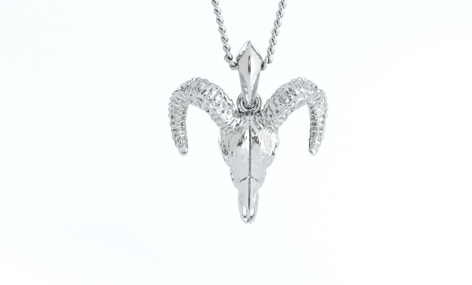 goat skull silver pendant 3D print model_1