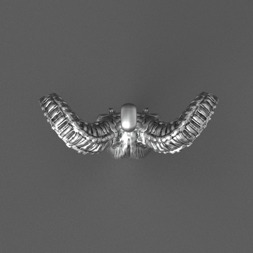 goat skull silver pendant 3D print model_11