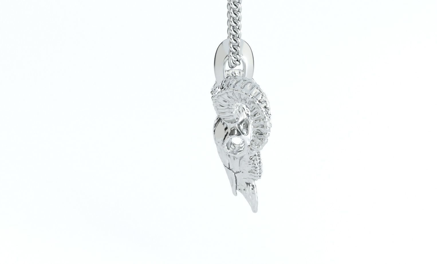 goat skull silver pendant 3D print model_2