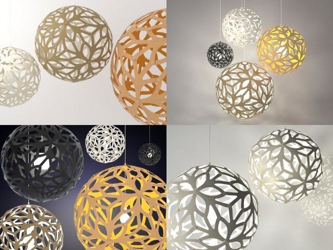 Floral pendant light made of paper 3D model