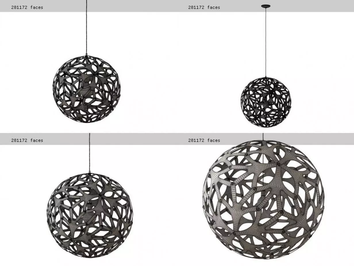 Floral pendant light made of paper 3D model_3