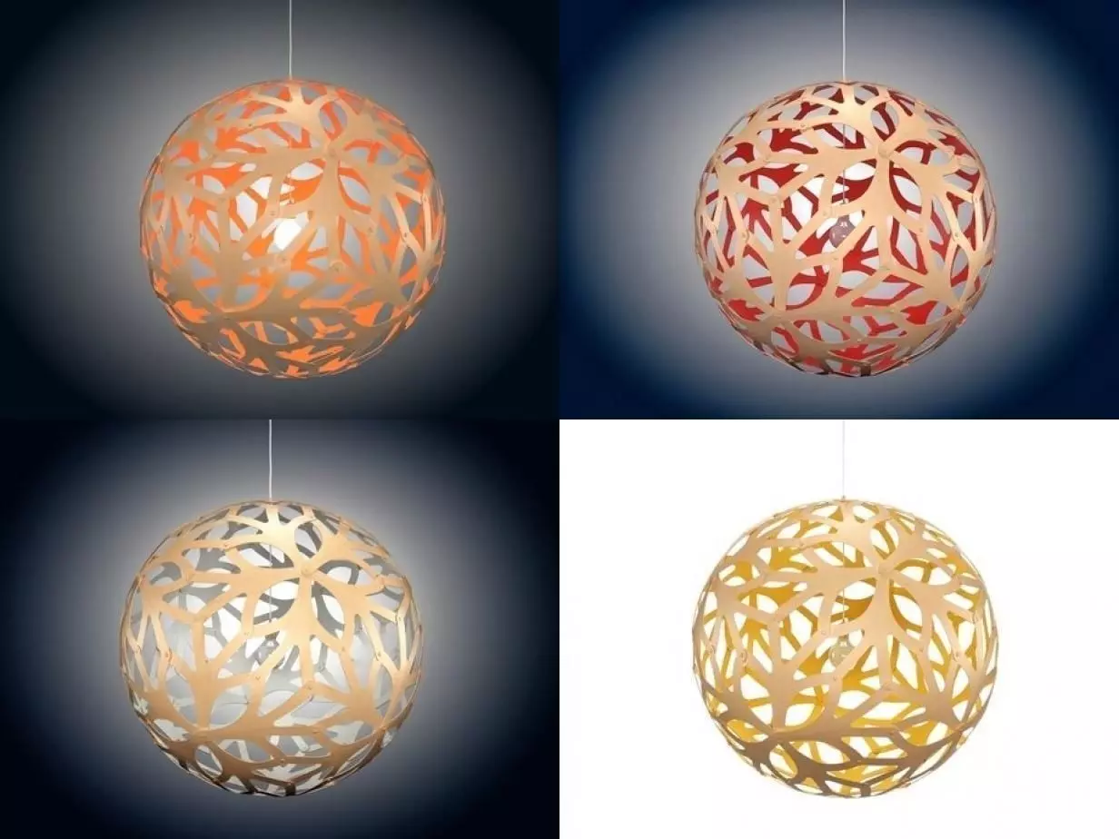 Floral pendant light made of paper 3D model_2
