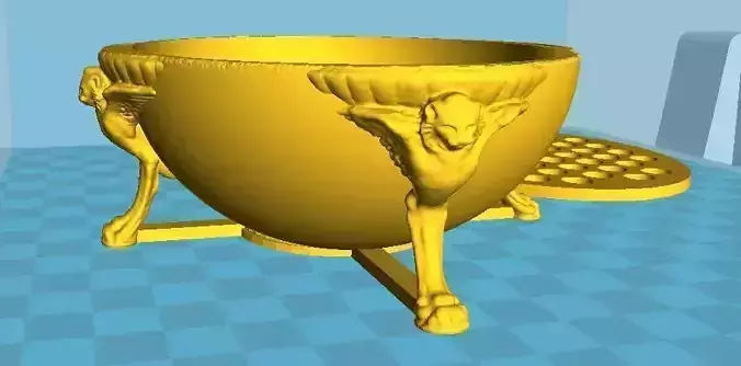 Roman style oval soap holder 3D print model with lions