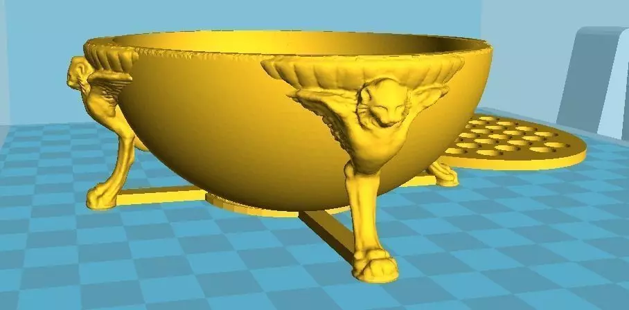 Roman style oval soap holder 3D print model with lions 3D print model_0