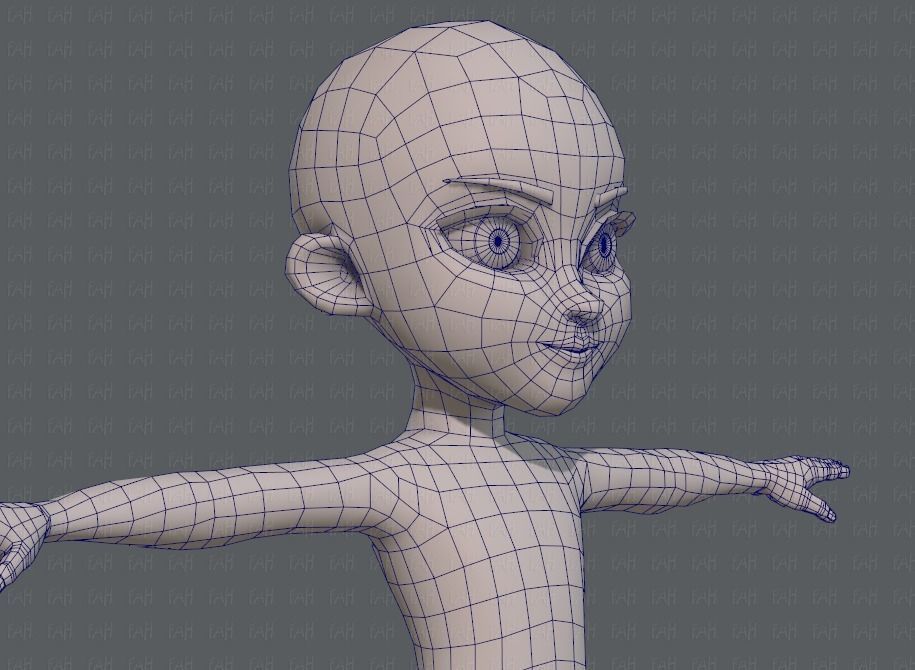 Base mesh girl characterV02 Low-poly 3D model_26