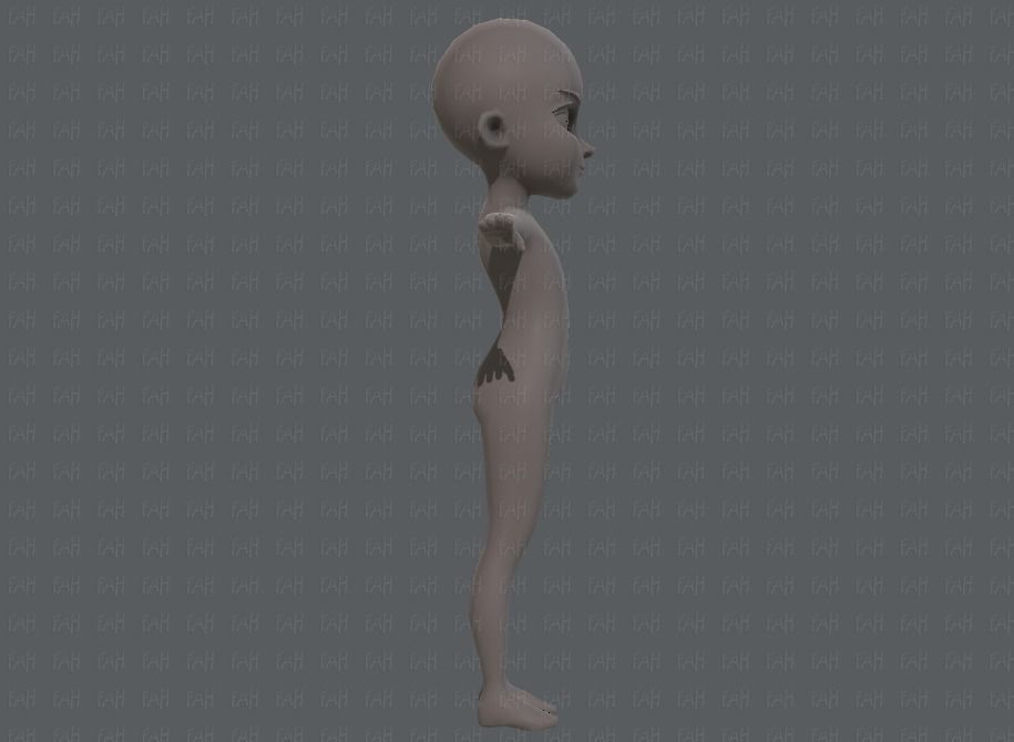 Base mesh girl characterV02 Low-poly 3D model_3