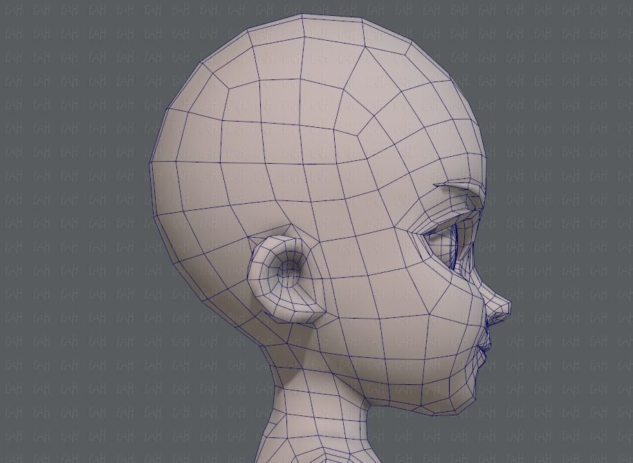 Base mesh girl characterV02 Low-poly 3D model_38