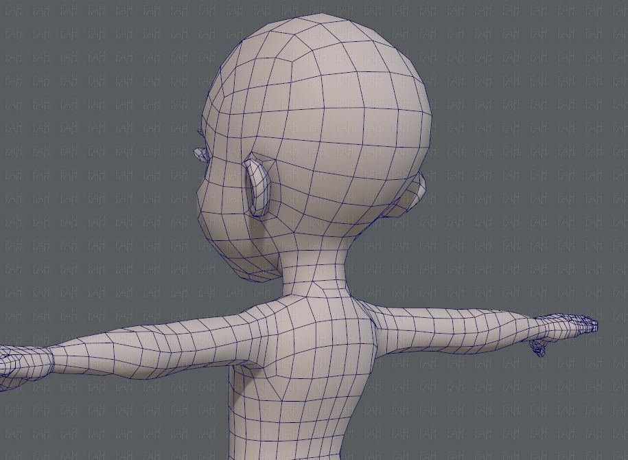 Base mesh girl characterV02 Low-poly 3D model_30