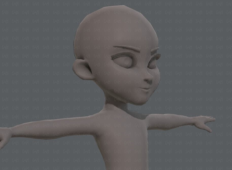 Base mesh girl characterV02 Low-poly 3D model_18