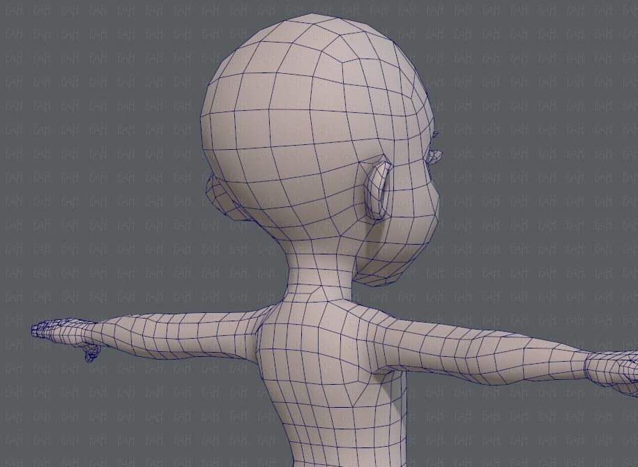 Base mesh girl characterV02 Low-poly 3D model_28