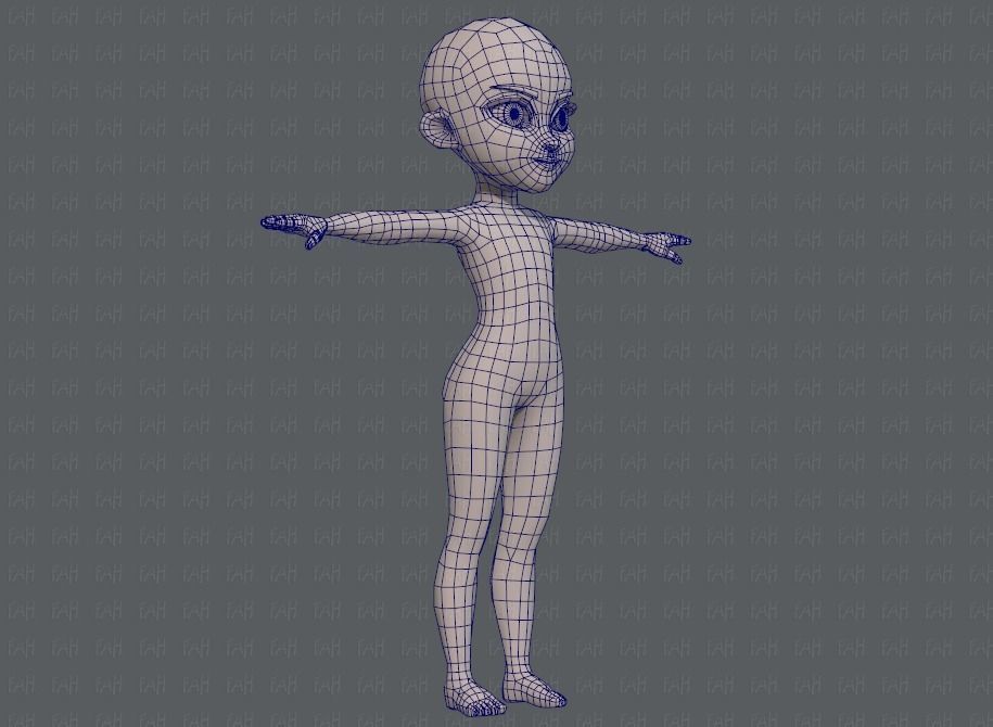 Base mesh girl characterV02 Low-poly 3D model_10