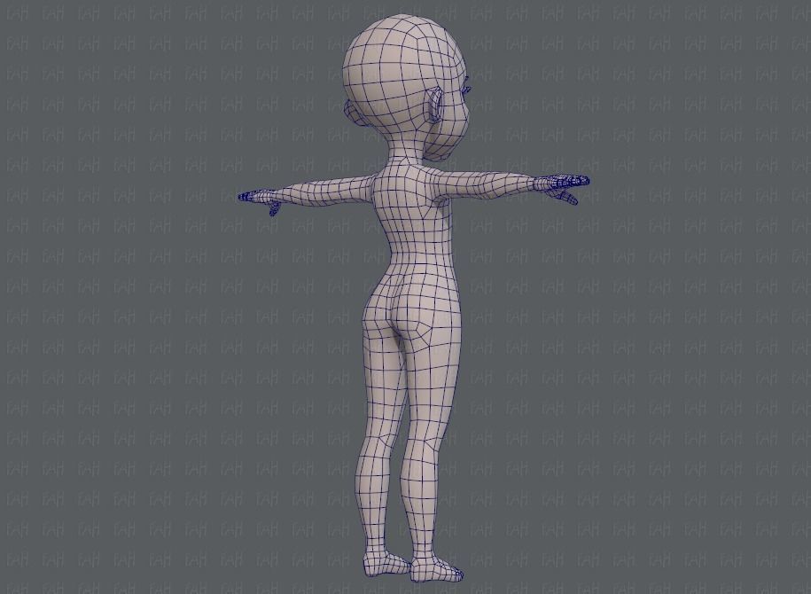 Base mesh girl characterV02 Low-poly 3D model_12
