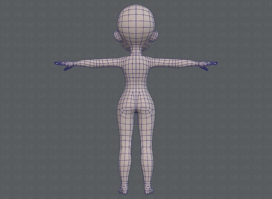 Base mesh girl characterV02 Low-poly 3D model_13