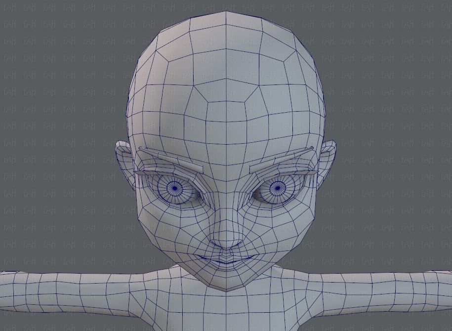 Base mesh girl characterV02 Low-poly 3D model_42