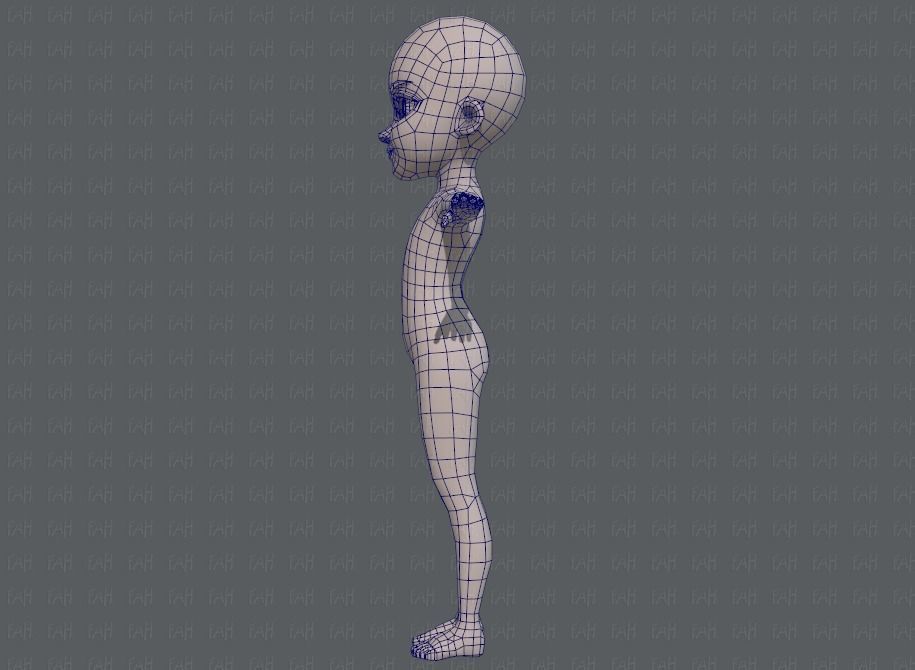 Base mesh girl characterV02 Low-poly 3D model_15